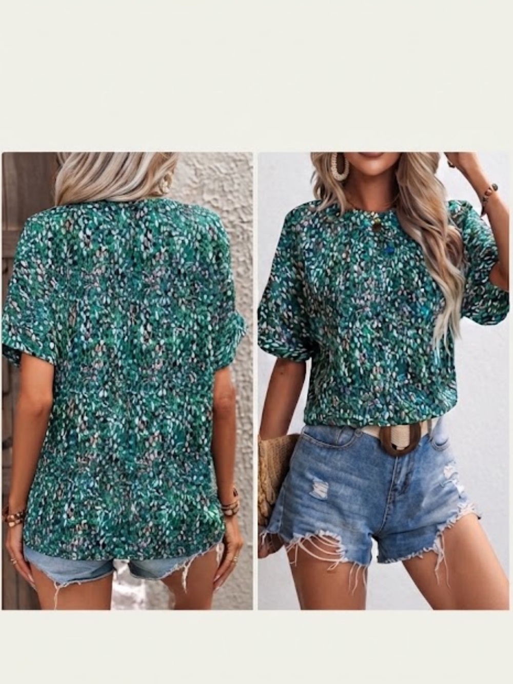 SHEIN VCAY Allover Print Batwing Sleeve Blouse size L new without tag